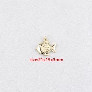 18k Gold Filled Fish Pendant,Sea Lover Necklace Charm,DIY Jewelry Accessories