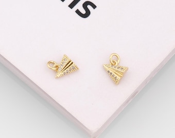 18k gold filled hanger van papieren vliegtuigje, papieren vliegtuigje bedel, doe-het-zelf sieradenaccessoires