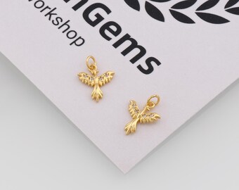 24k Gold Filled Phoenix Pendant,CZ Phoenix Charm,DIY Jewelry Accessories