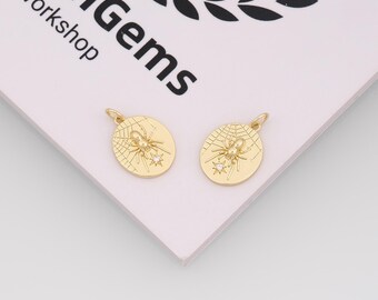18k Gold Filled Spider Pendant,Spider Charm,DIY Jewelry Accessories