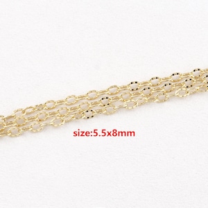18k Gold Filled Oval Chain,Texture Link Chain,DIY Jewelry Accessories
