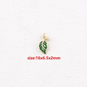 18k Gold Filled Leaf Pendant,Enamel Charm,DIY Jewelry Accessories