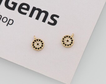 18k Gold Filled Round Pendant,CZ Geometry Charm,DIY Jewelry Accessories