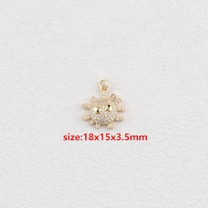 18k Gold Filled Virus Pendant,CZ Virus Charm,DIY Jewelry Accessories