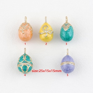 Pendentif oeuf de Pâques rempli d&#39;or 18 carats, breloque oeuf de Pâques en émail, accessoires de bijoux bricolage