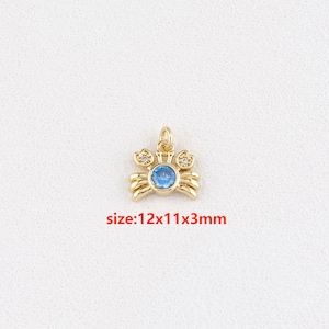 Colgante de cangrejo chapado en oro de 18 quilates, dije de cangrejo, accesorios de joyería DIY