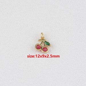 18k Gold Filled Cherry Pendant,Enamel Charm,DIY Jewelry Accessories