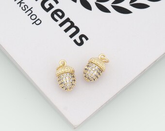 Colgante de piña bañado en oro de 18 quilates, dije de piña con circonita cúbica, accesorios de joyería DIY