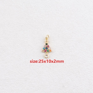 18k Gold Filled Christmas Tree Pendant,Christmas Charm,DIY Jewelry Accessories
