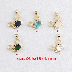 Colgante de cangrejo chapado en oro de 18 quilates, dije de cangrejo, accesorios de joyería DIY
