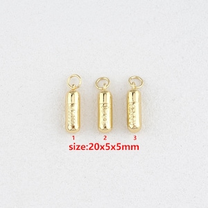 18k Gold Filled Pill Pendant,Capsule Charm,DIY Jewelry Accessories