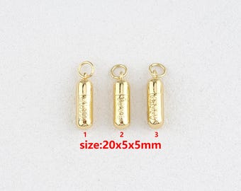 18k Gold Filled Pill Pendant,Capsule Charm,DIY Jewelry Accessories