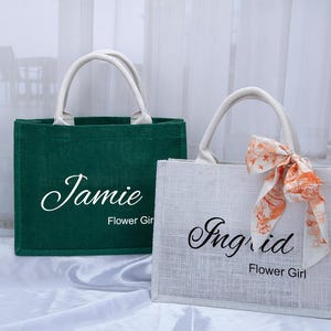 Bolsa de regalo de arpillera personalizada, regalo de dama de honor, bolsa de playa, regalo de despedida de soltera, bolsa de despedida de soltera, bolsa de agradecimiento, bolsa de regalo de boda