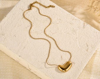 Dikke hart bedelketting, 18k gouden liefde bladerdeeg hart ketting, statement ketting, cadeau voor haar, vintage sieraden geschenken