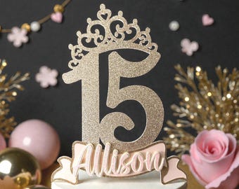 Personalized 15th Birthday Cake Topper Quinceañera Decor