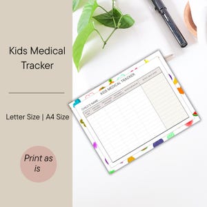 子どもの健康追跡 PDF ログブック（親、看護師、介護者向け）子どもの病歴オーガナイザー デジタルダウンロード
