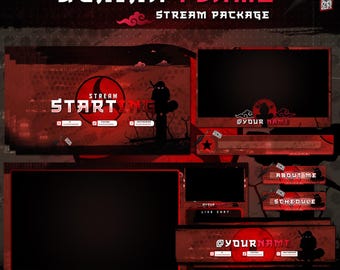 Fire Flame Twitch overlays full stream package Dark Stinger Transition Animated Alerts