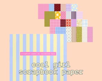 Cool Girl Scrapbook Paper Pack | Colorful Pages, Junk Journaling Supplies, Craft Paper