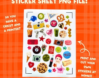 Printable Sticker Sheet – 45 Stickers | Print & Cut at Home | Cricut Ready Digital Download