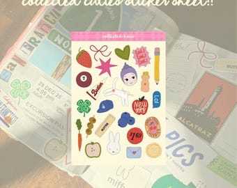 Sticker Sheet for Junk Journaling and Scrapbooking Colorful Hand Drawn Items