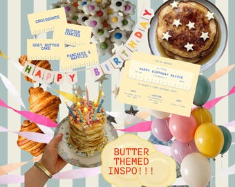 Butter Birthday Themed Birthday Invite - EDITABLE CANVA TEMPLATE