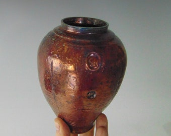 Raku bottle vase