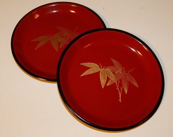 VTG OMC Lacquered 4 Round Coasters Japan Mount Fuji Travel Souvenir Mid Century