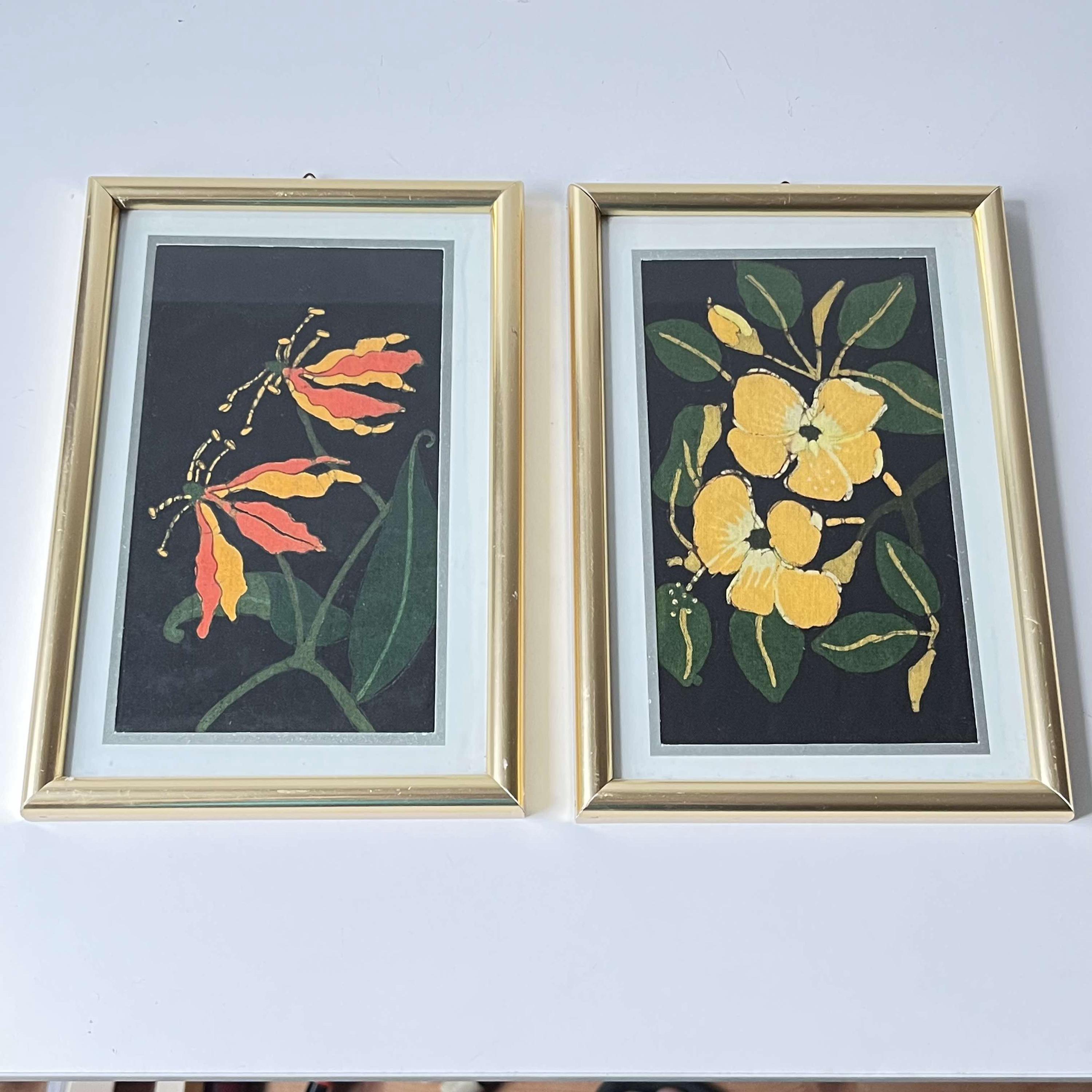 木枠の花の絵画 木枠付きの「花」のオリジナル絵画2枚セット。 - Etsy 日本
