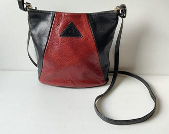 Bolso de hombro de piel Friitala Finland vintage de los años 90 con defectos.