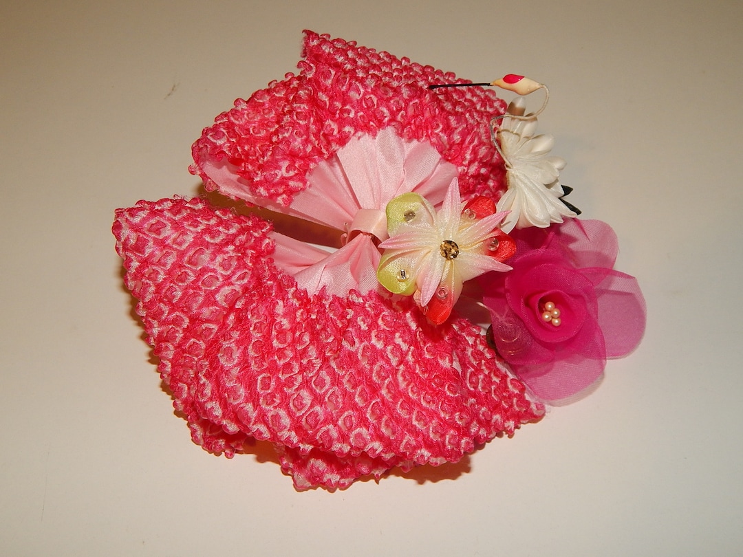 Vintage Japanese Hair Accessories Tsumami Zaiku Kanzashi Red Etsy