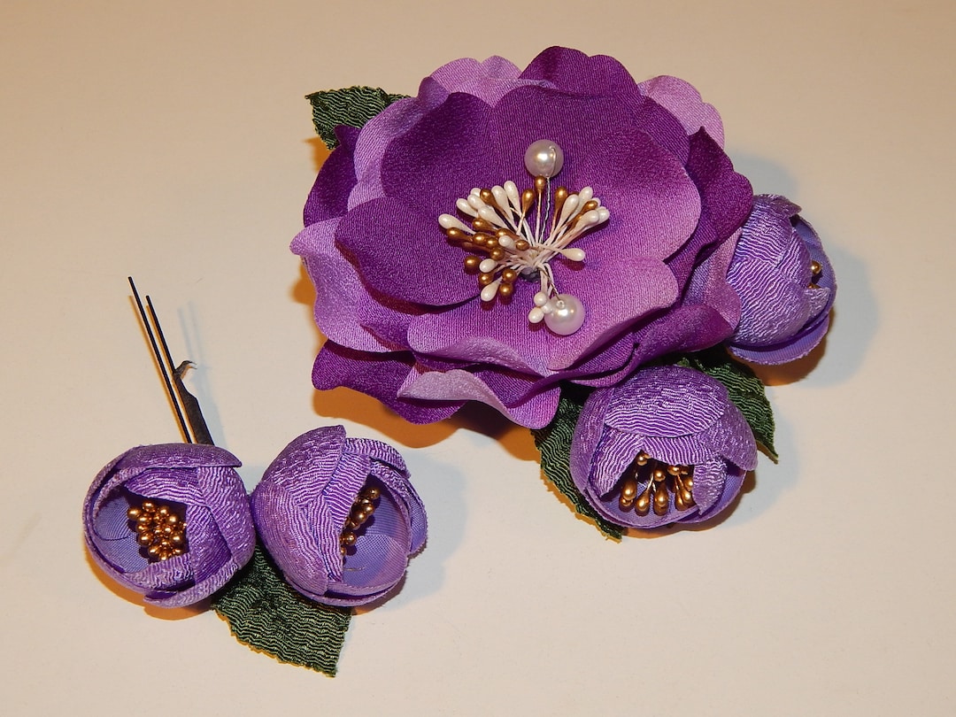 Set 3 of Japanese Hair Accessories Tsumami Zaiku Kanzashi Etsy