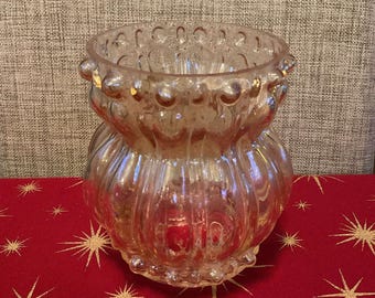 Vintage 1960’s Mid Century Amber Bubble Glass Hurricane Lamp Shade