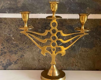 Vintage Brass 3 Arms Candelabra Taper Candle Centerpiece Candlestick Holder Home Decor