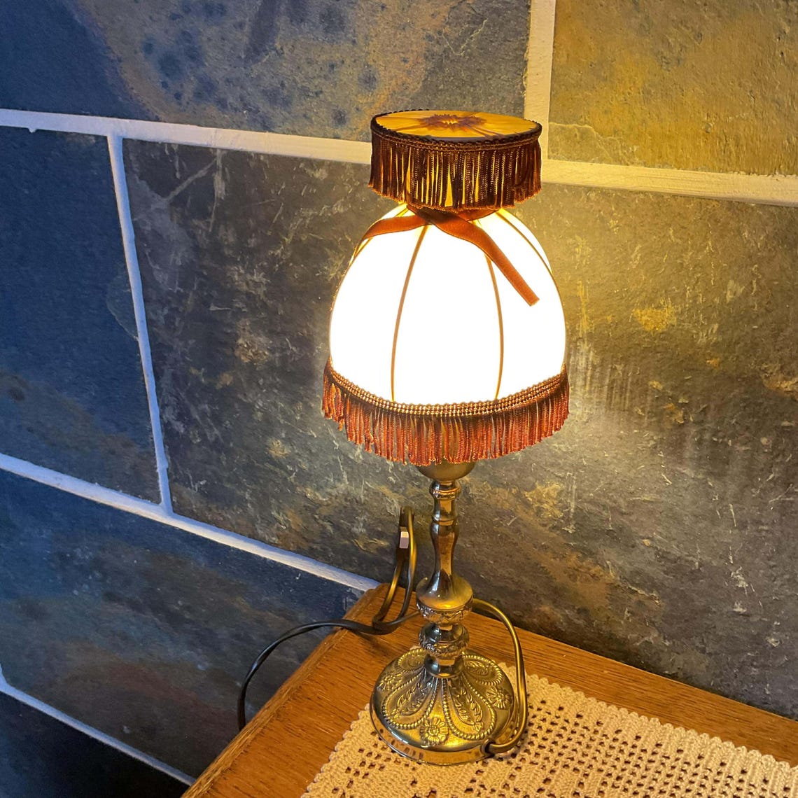 Vintage Brass Ornate Table Lamp Base Home Decor, foto 2 di 5