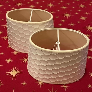 Set 2 of Off White Ivory Fabric Vinyl Lamp Shades with Defects