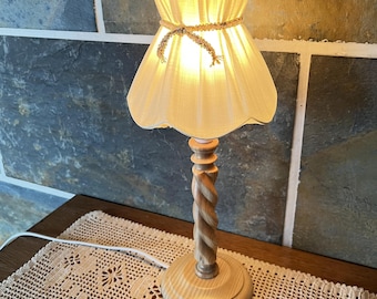Vintage Mini Barley Twist Ash Table Lamp - Made in UK