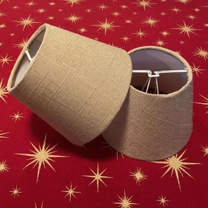 Set 2 of Brown Beige Fabric Vinyl Lamp Shades
