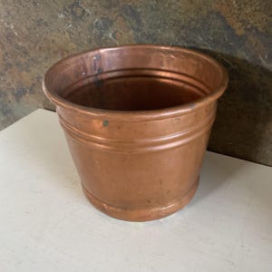 Antique Copper Bucket Pot Plant / Planter