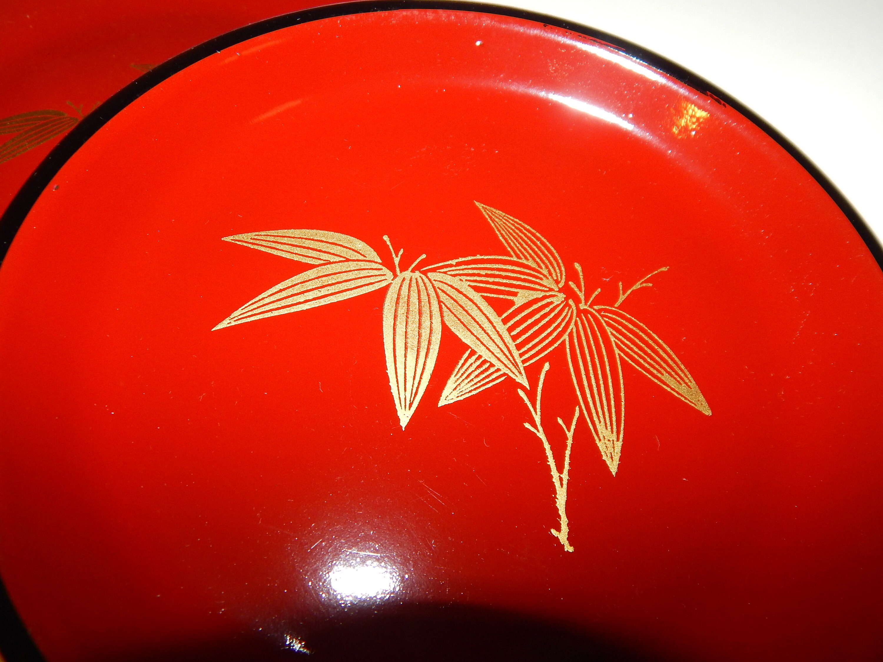 50% Conjunto de venta de 2 de laca japonesa negro rojo & | Etsy