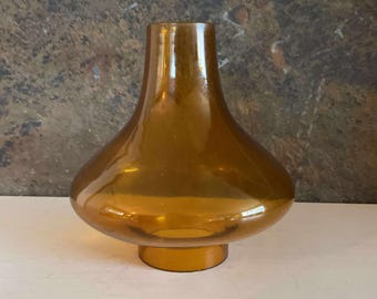 Vintage Amber Glass Hurricane Lamp Shade