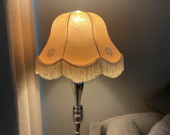 Vintage Pink and White Lace Shade with Fringes for Floor Lamp