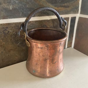 Antike Kupfer Kessel Butter Kettle Pot mit Messing und Kupfer Griff handgefertigt