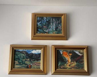 Vintage Porsgrund Porcelain Art Tile: N. Astrup Framed Wall Decor