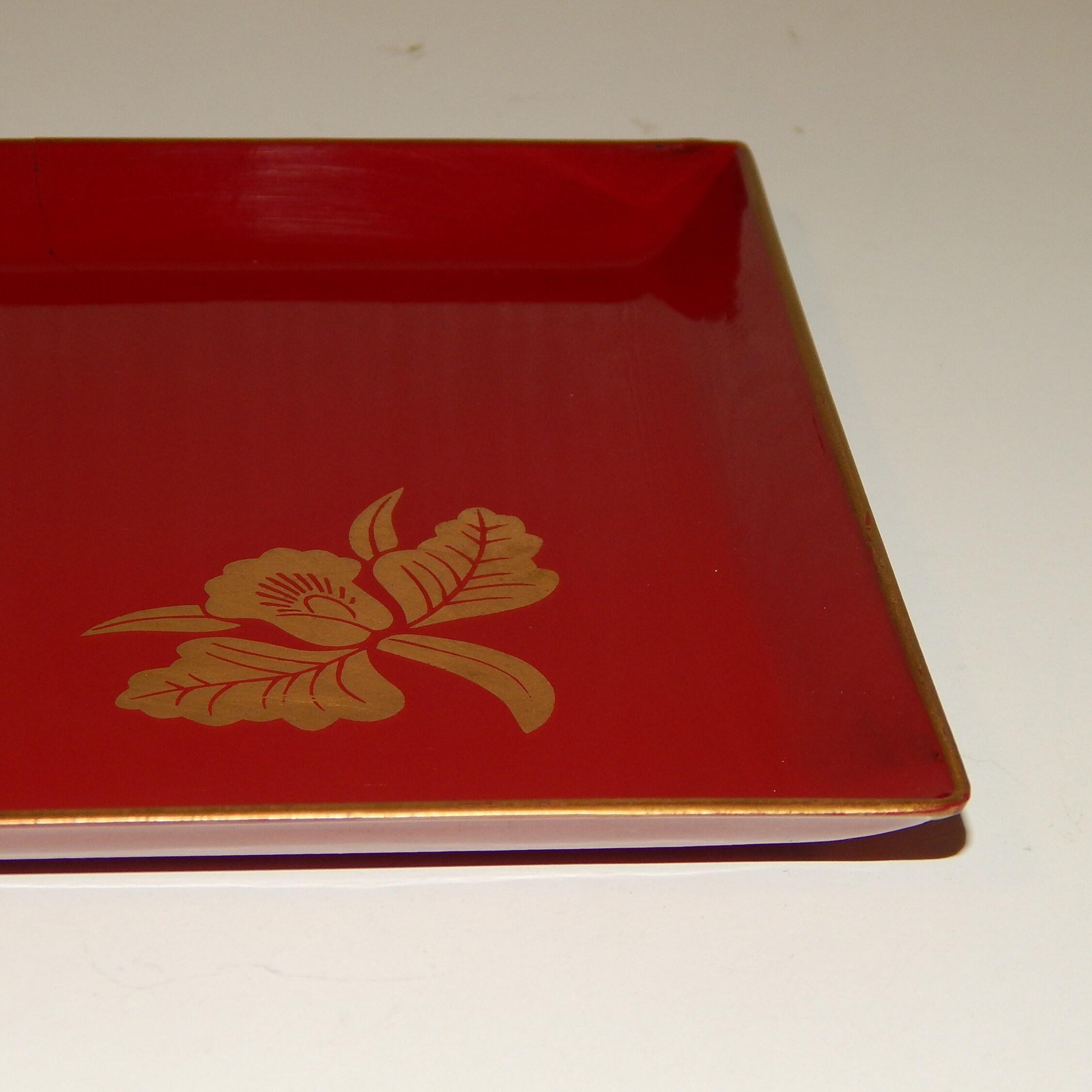 Vintage Japanese Lacquerware Small Serving Tea Tray Gold Etsy