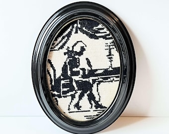 Vintage Nadelspitze Stickerei Viktorianischen Stil Silhouet mit Rahmen Wand Kunst Dekor