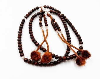 Japanese Shikoku Juzu Buddhist Prayer Zen Rosary Handmade Asian Mala Wood Beads