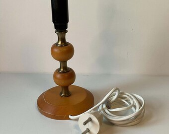 Vintage Brass and Wooden Table Lamp Stand