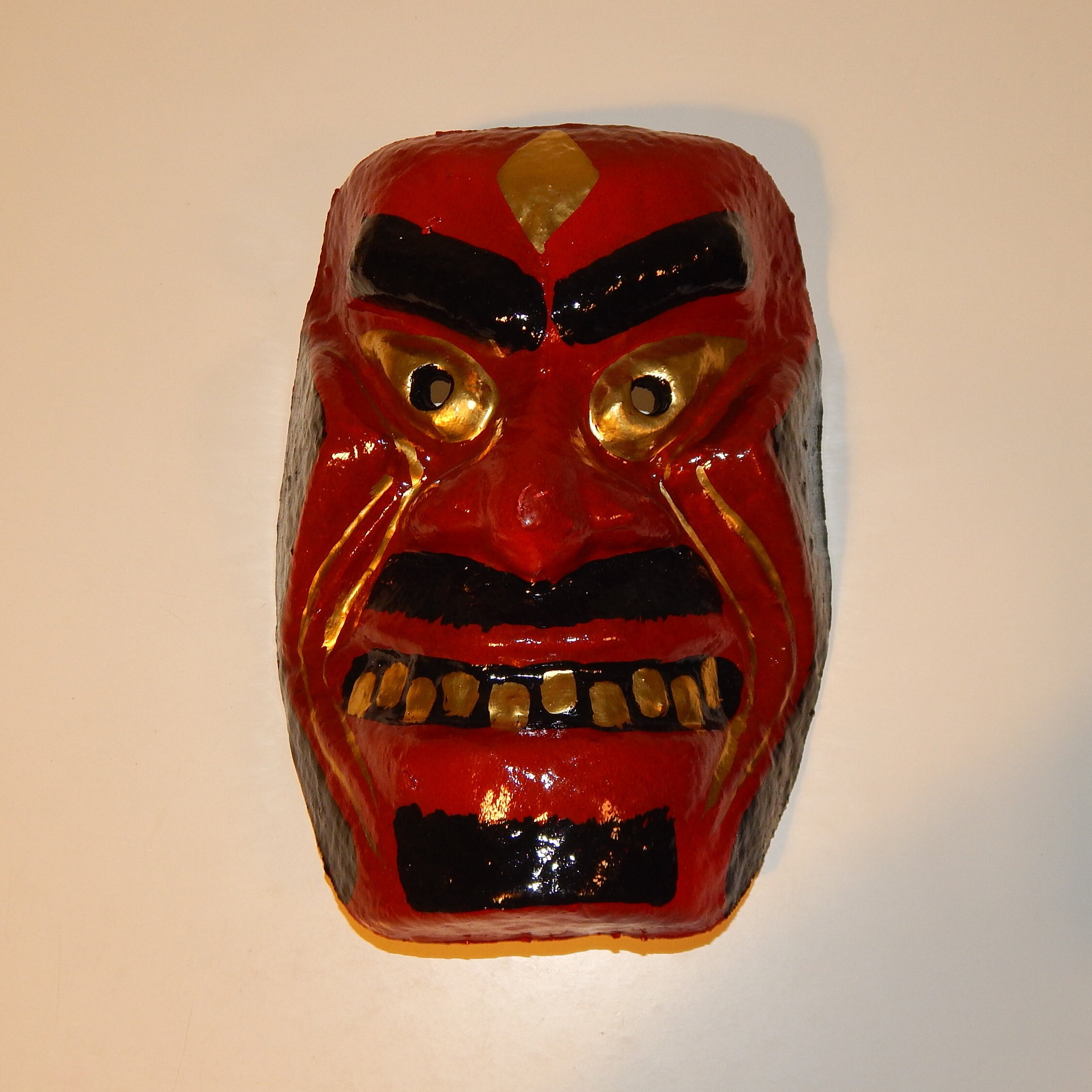 Japanese Paper Mache Noh Theater Mask Wall Art Decoration Etsy Canada