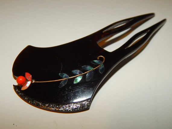 Vintage Japanese celluloid hair comb kanzashi geis