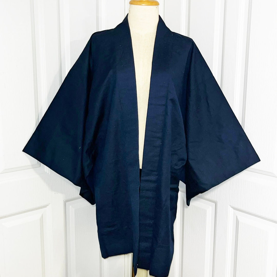 Japanese Male Haori Samurai Kimono Cotton and Wool Dark Blue - Etsy
